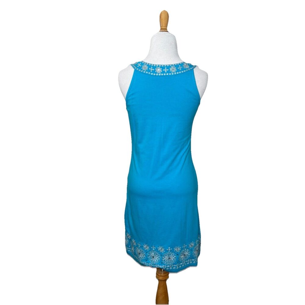 Vintage INC International Concepts Blue Silver Indian Sleeveless Dress Sz Small - Picture 3 of 5